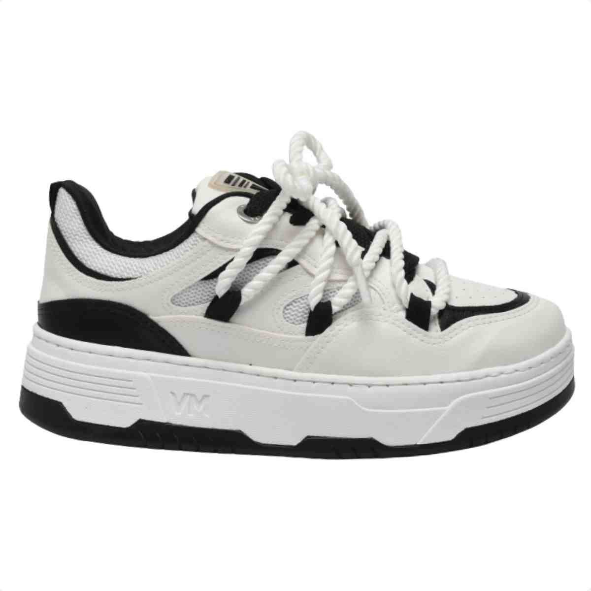 Tênis Casual Feminino Via Marte Branco Preto Branco/Preto 1