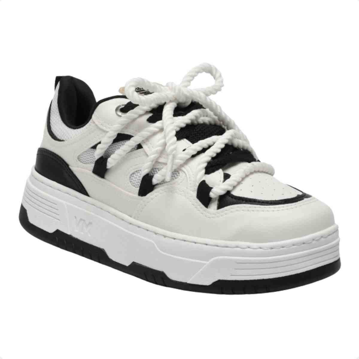 Tênis Casual Feminino Via Marte Branco Preto Branco/Preto 5