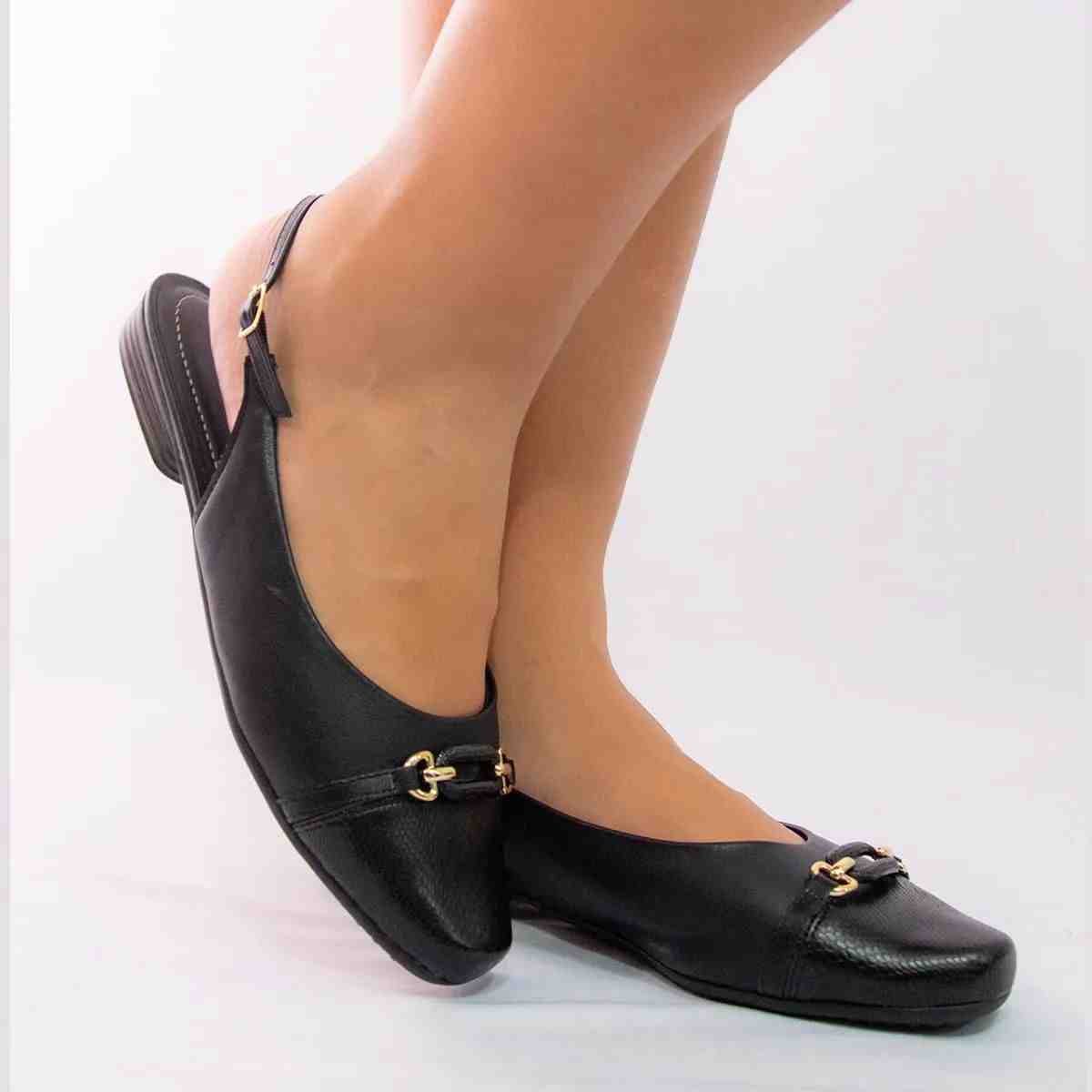 Sapato Feminino Slingback Piccadilly Preto Preto 2