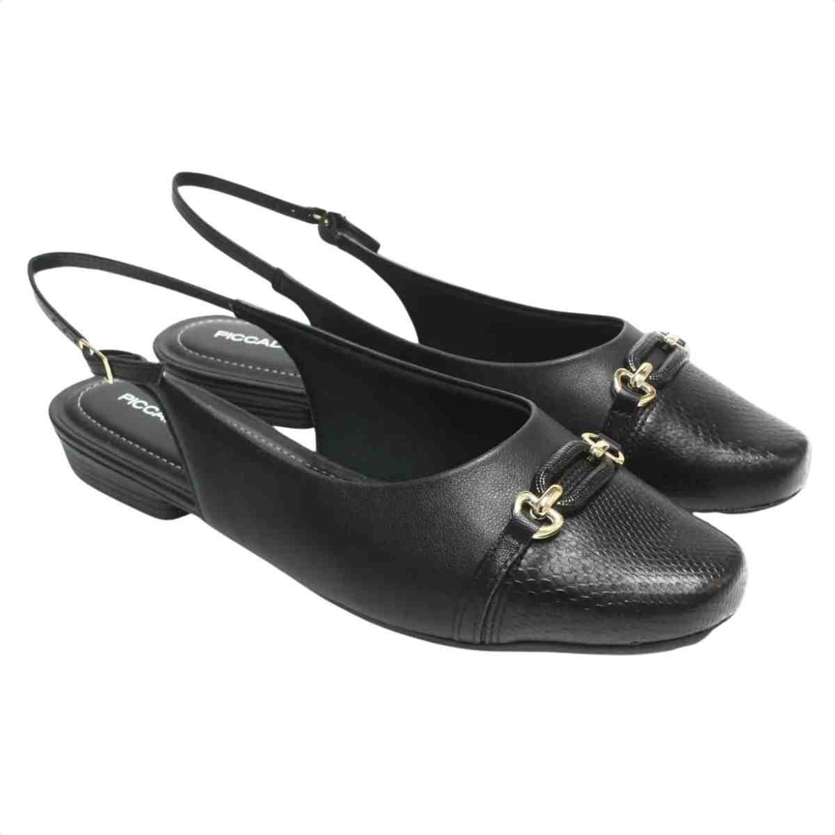 Sapato Feminino Slingback Piccadilly Preto Preto 3