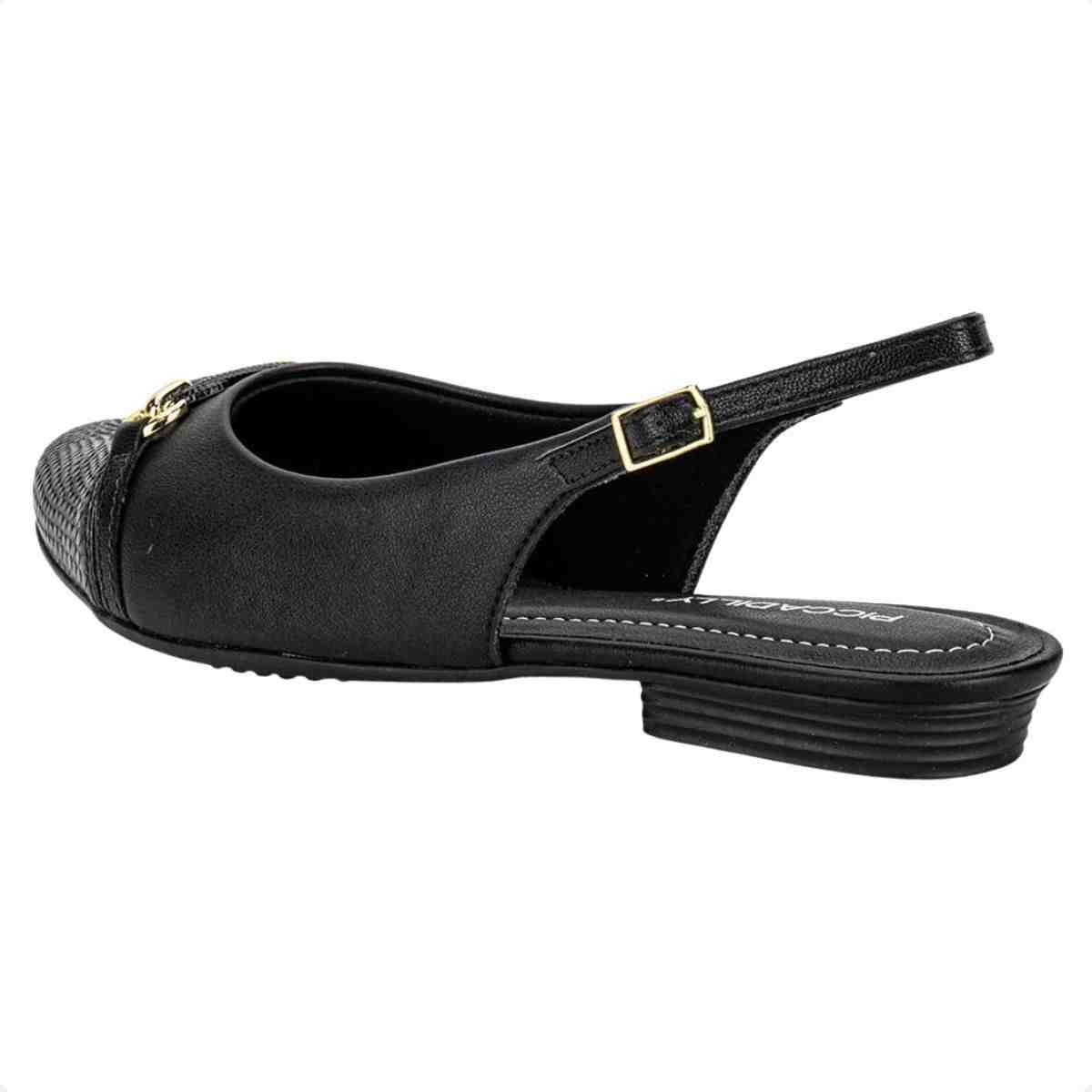 Sapato Feminino Slingback Piccadilly Preto Preto 5