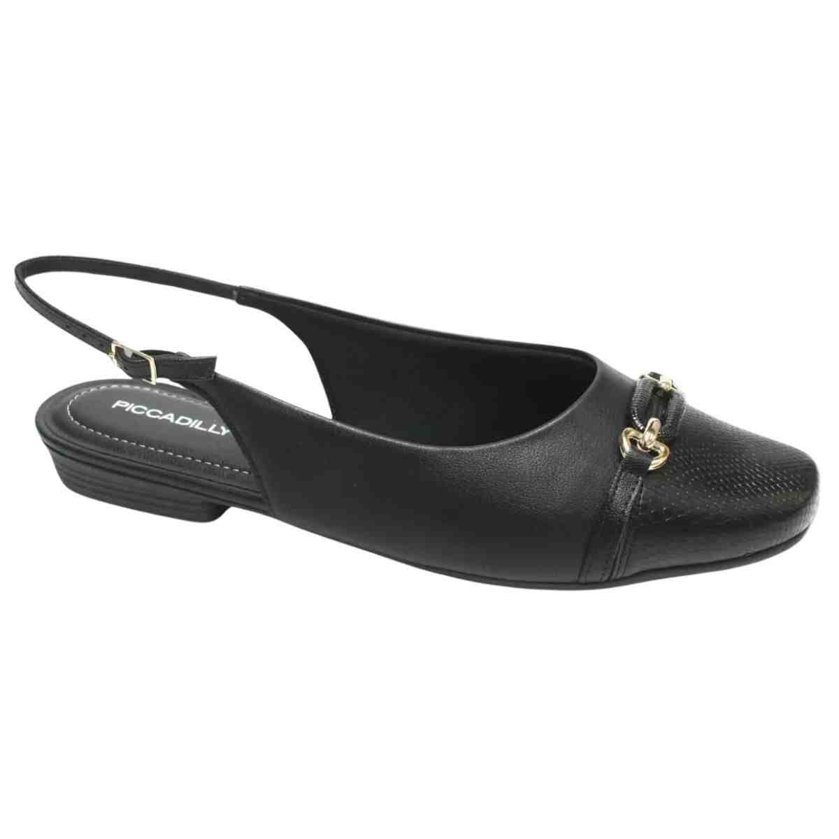 Sapato Feminino Slingback Piccadilly Preto Preto 6