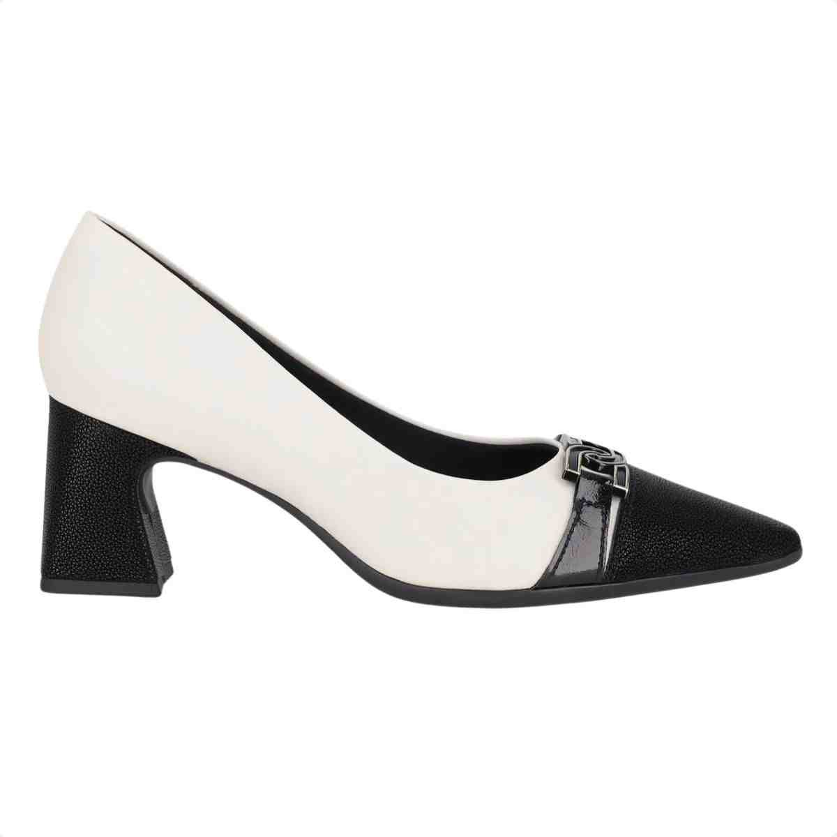 Sapato Scarpin Feminino Piccadilly Branco Preto
