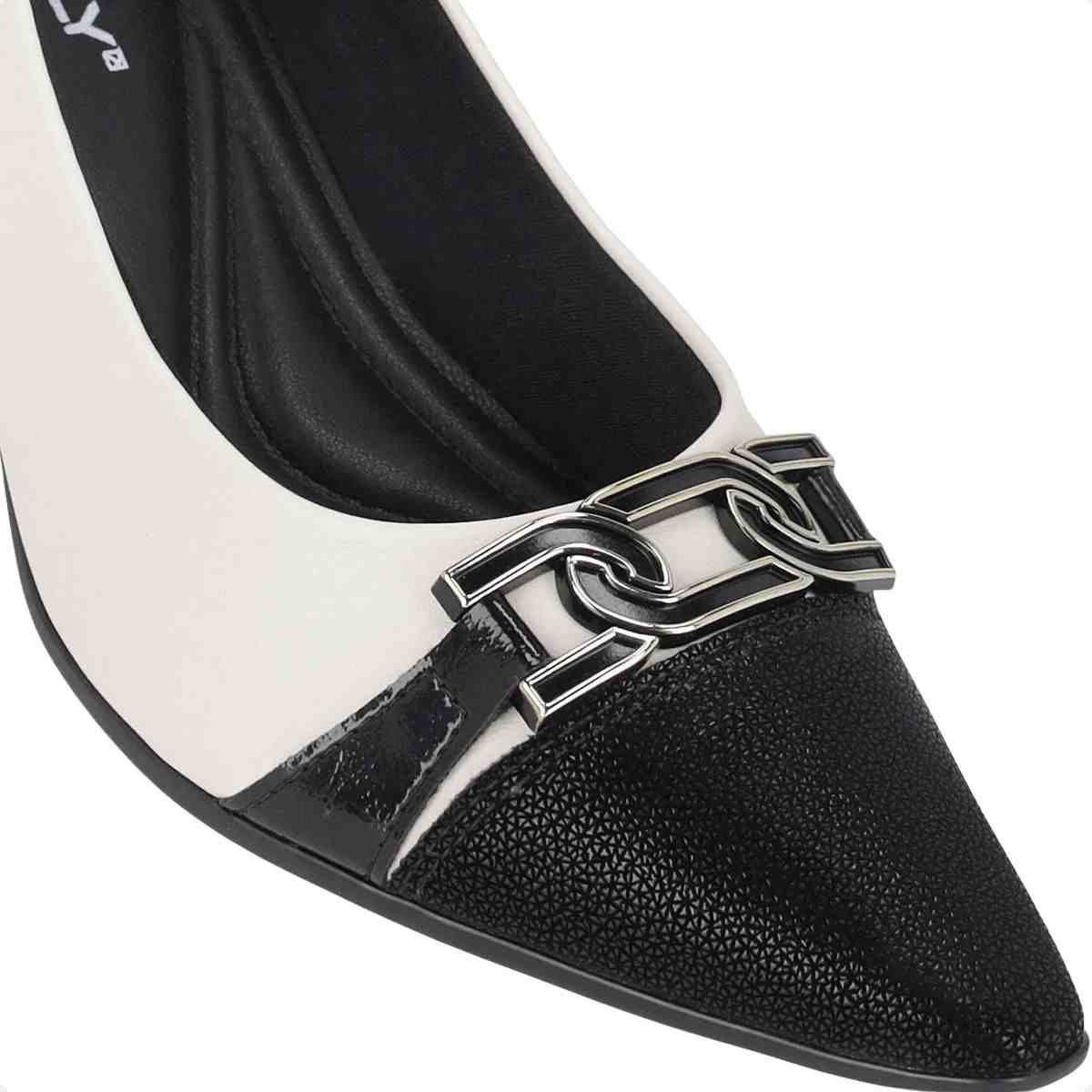 Sapato Scarpin Feminino Piccadilly Branco Preto Off White/Preto 4