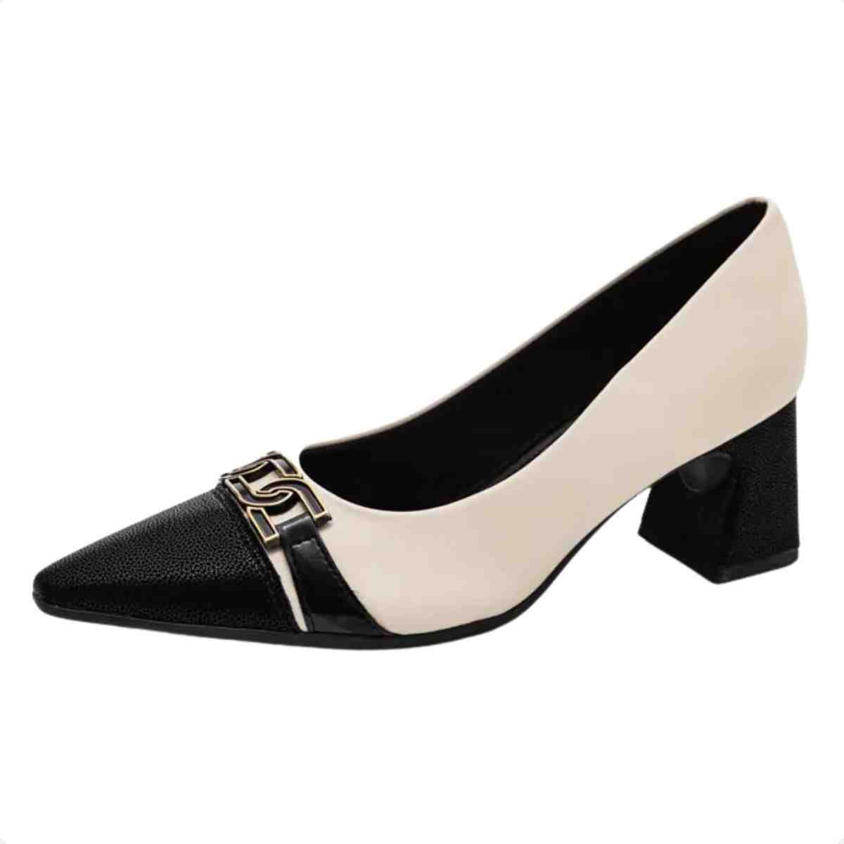 Sapato Scarpin Feminino Piccadilly Branco Preto Off White/Preto 5