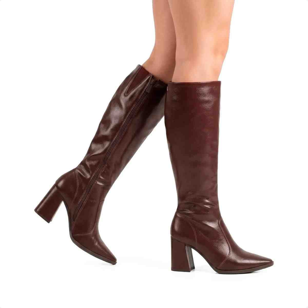 Bota Feminina Cano Alto Dakota Bordô Marrom 2