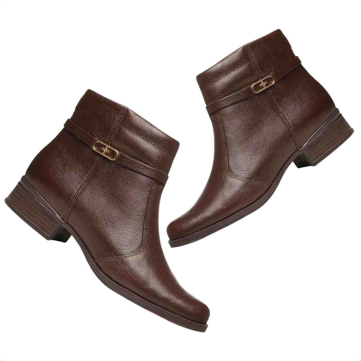 Bota Feminina Cano Baixo Pegada Pinhão Marrom 4