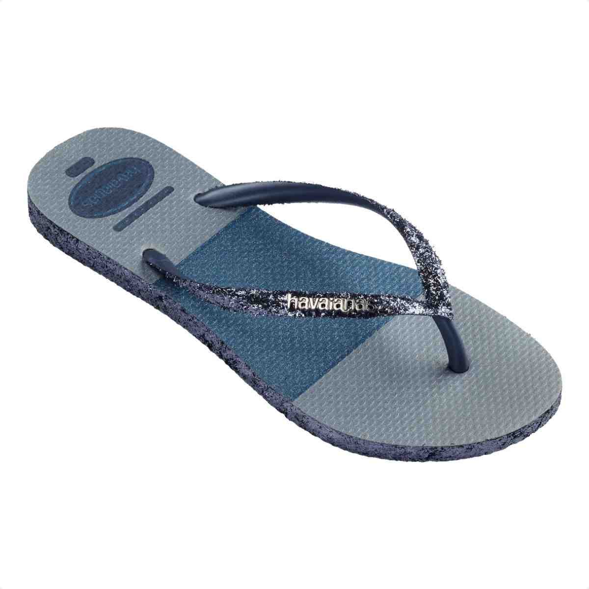 Chinelo Feminino Dedo Glitter Glam Fc Havaianas  Azul Azul 2