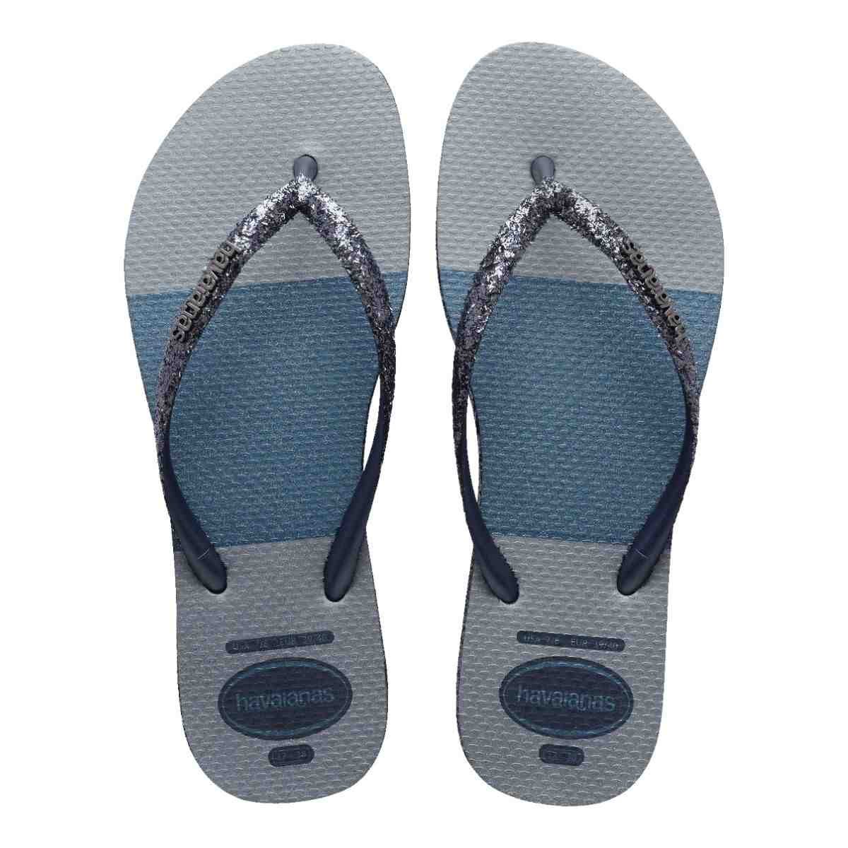 Chinelo Feminino Dedo Glitter Glam Fc Havaianas  Azul Azul 3
