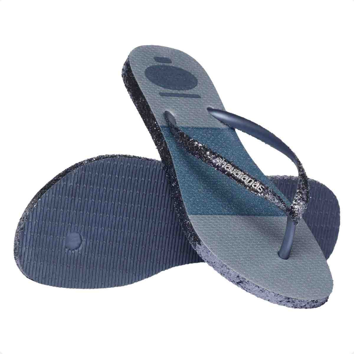 Chinelo Feminino Dedo Glitter Glam Fc Havaianas  Azul Azul 4