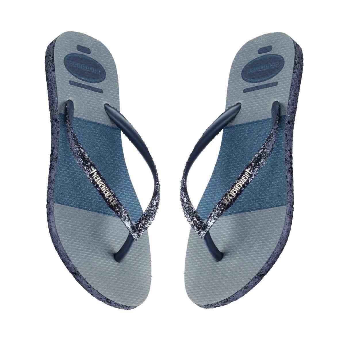 Chinelo Feminino Dedo Glitter Glam Fc Havaianas  Azul Azul 5