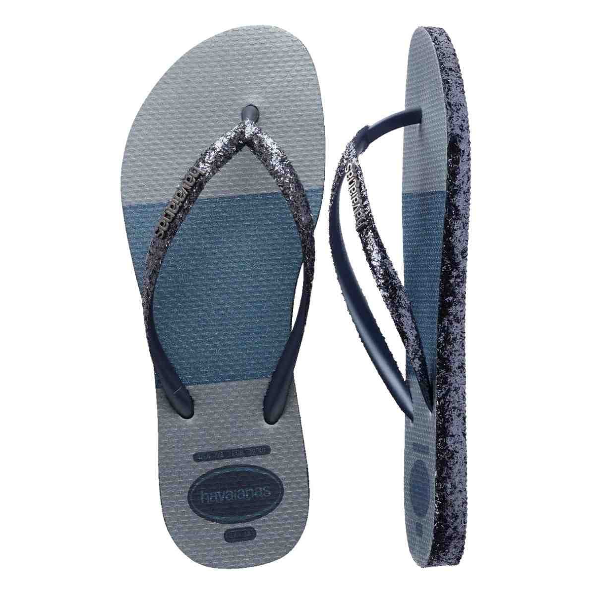 Chinelo Feminino Dedo Glitter Glam Fc Havaianas  Azul Azul 7
