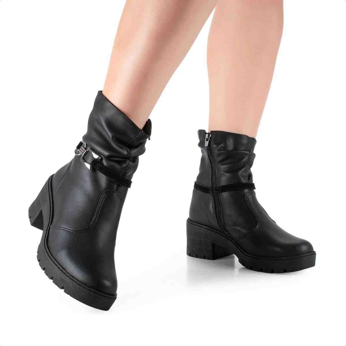 Bota Feminina Cano Médio Mississipi Preta Preto 2