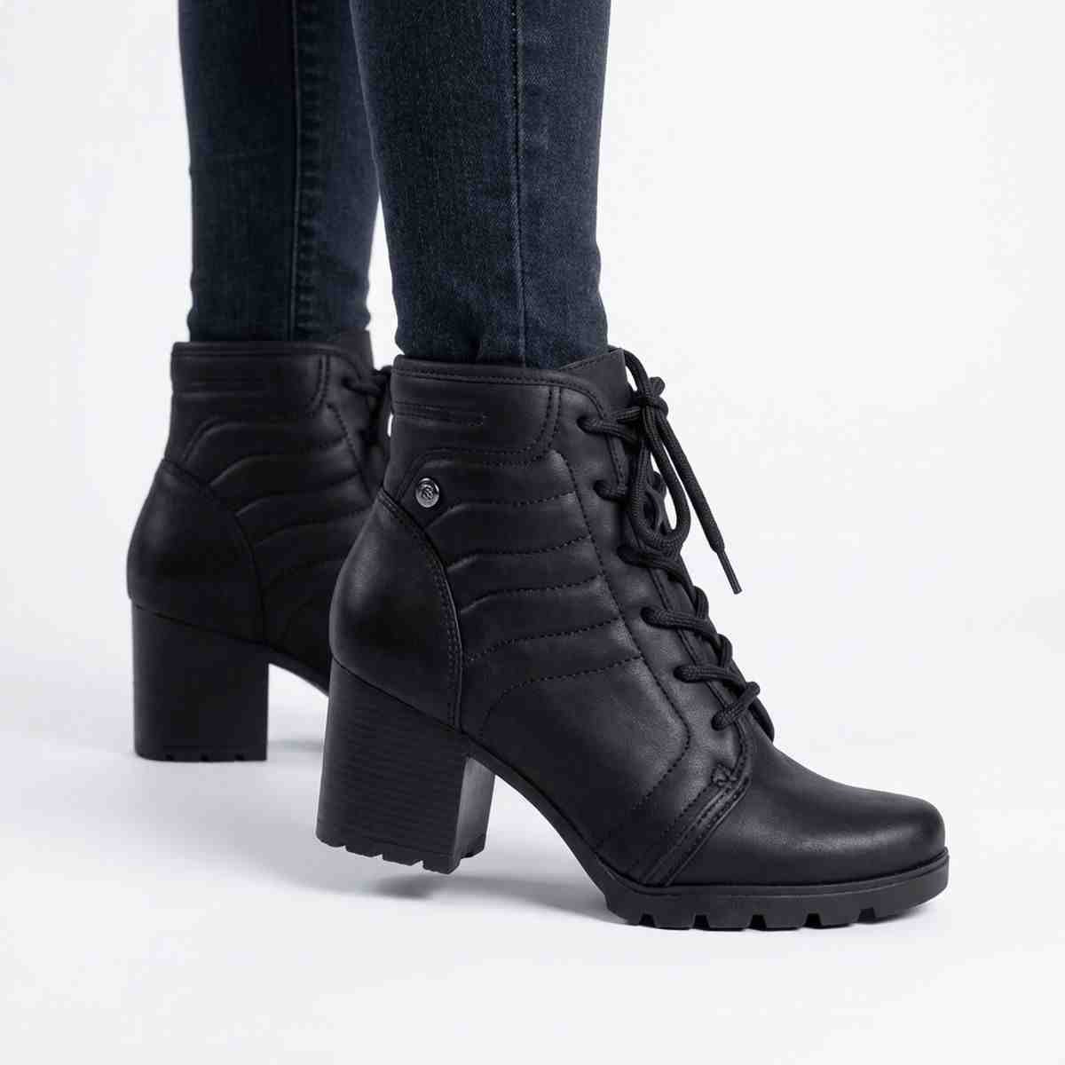 Bota Coturno Feminino Cano Baixo Dakota Preto Preto 2