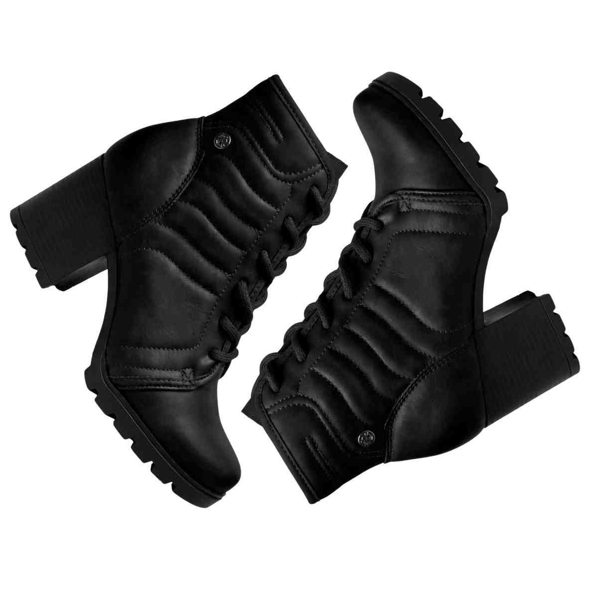 Bota Coturno Feminino Cano Baixo Dakota Preto Preto 6