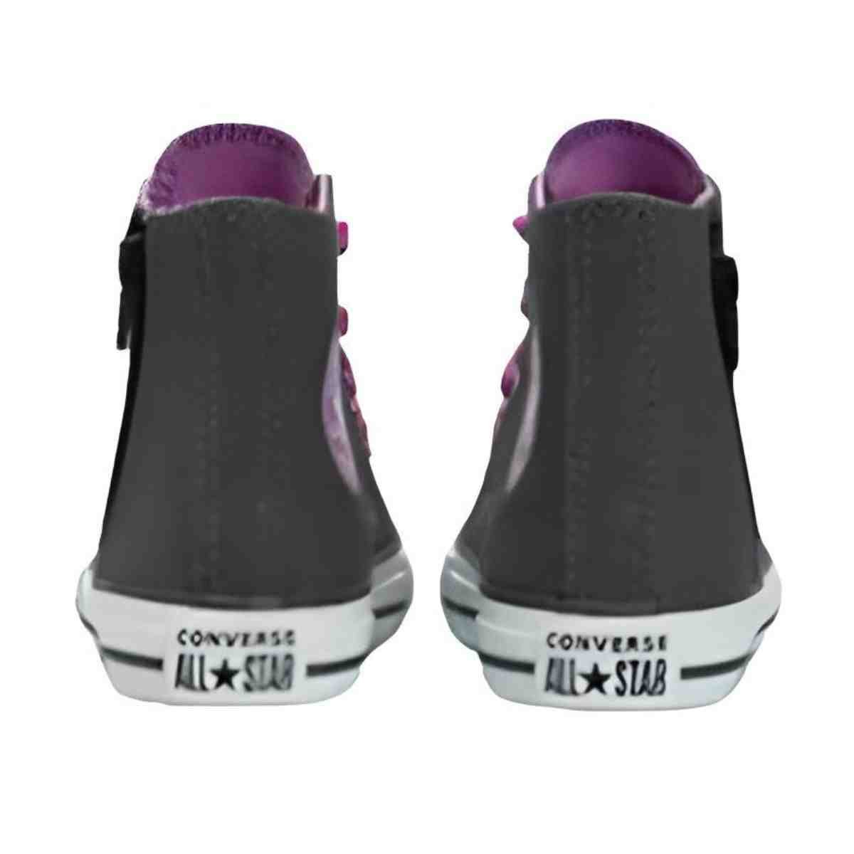 Tênis Casual Infantil Converse All Star Side Zip Chumbo E Rosa Cinza 7