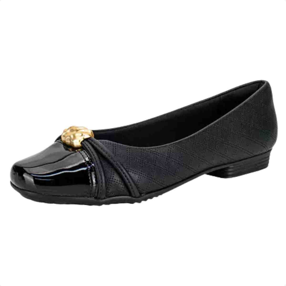 Sapatilha Feminina Bico Quadrado Piccadilly Preta Preto 2