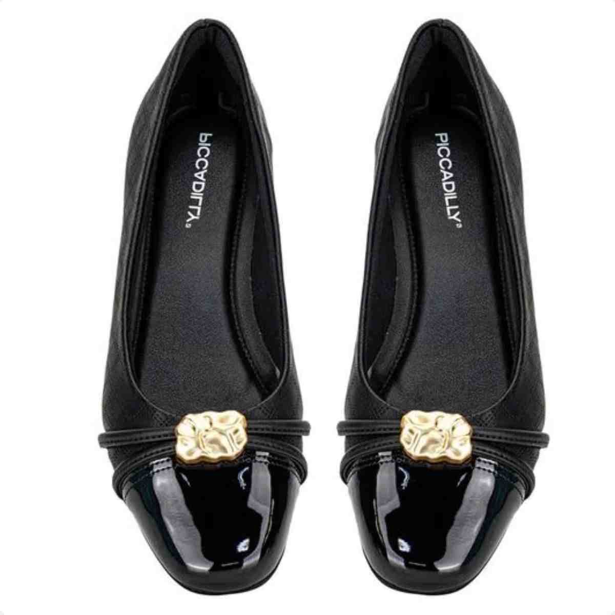 Sapatilha Feminina Bico Quadrado Piccadilly Preta Preto 4