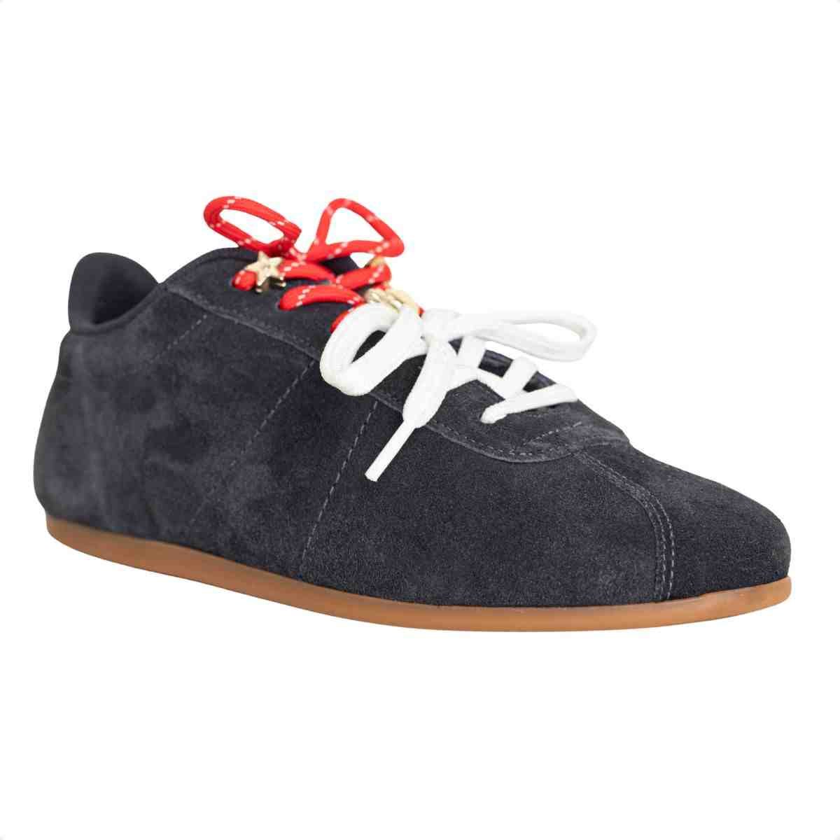 Tênis Feminino Casual Dm Chueteira Em Couro Suede Marinho Azul Marinho 2
