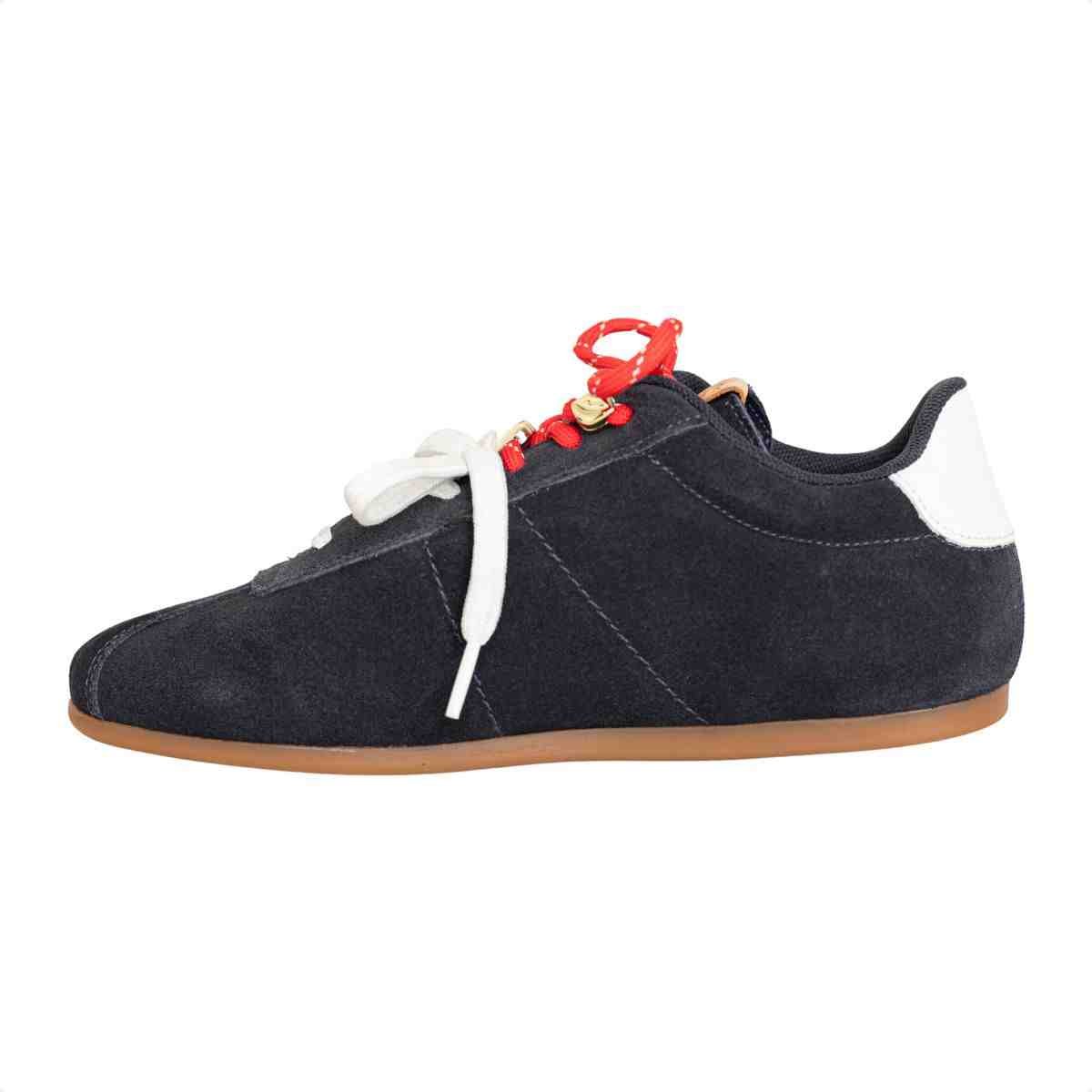 Tênis Feminino Casual Dm Chueteira Em Couro Suede Marinho Azul Marinho 5