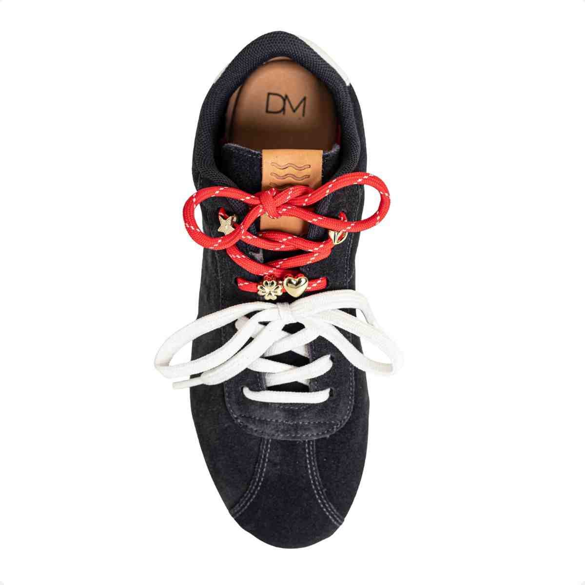 Tênis Feminino Casual Dm Chueteira Em Couro Suede Marinho Azul Marinho 6