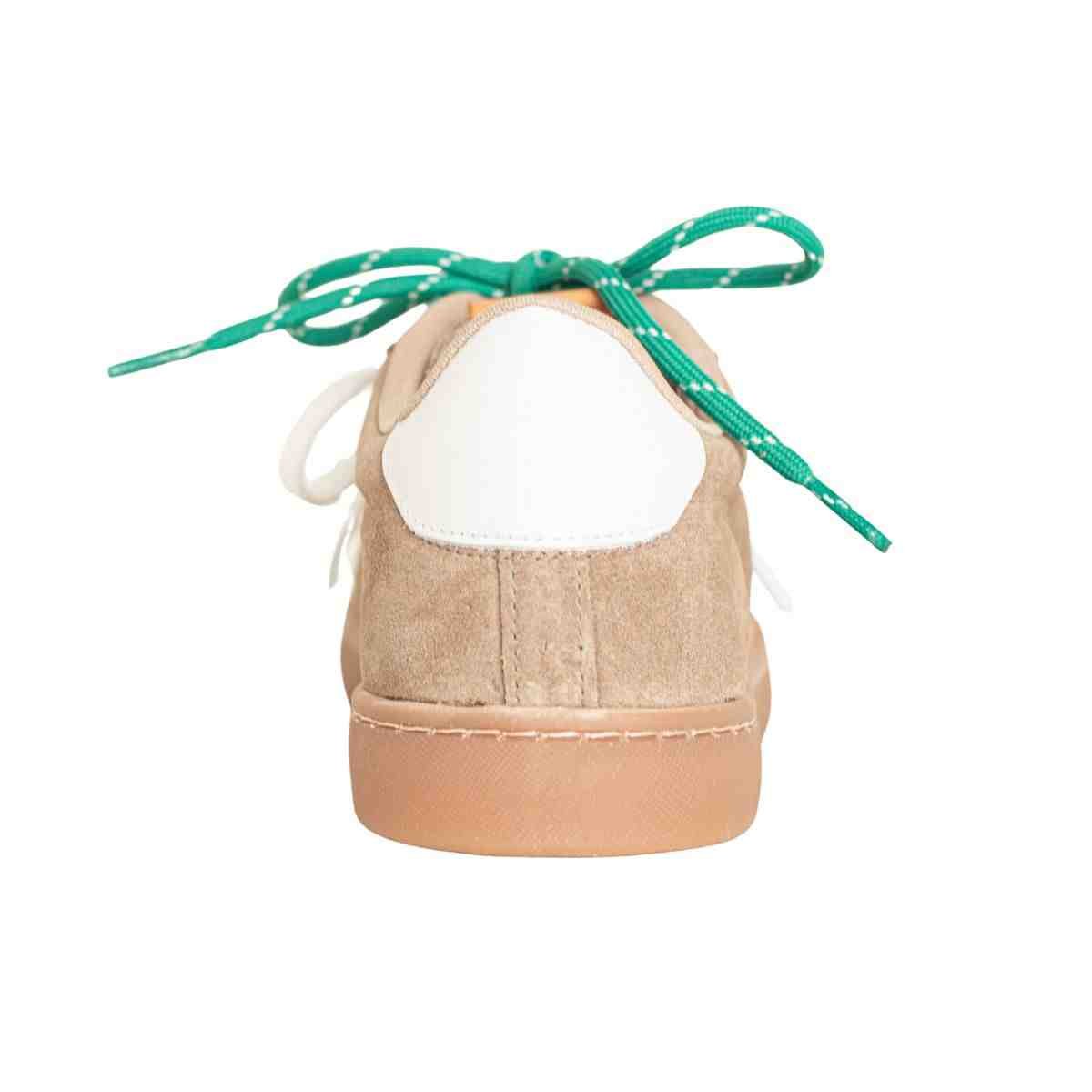 Tênis Feminino Casual Dm Chuteira Em Couro Suede Taupe Marrom 4