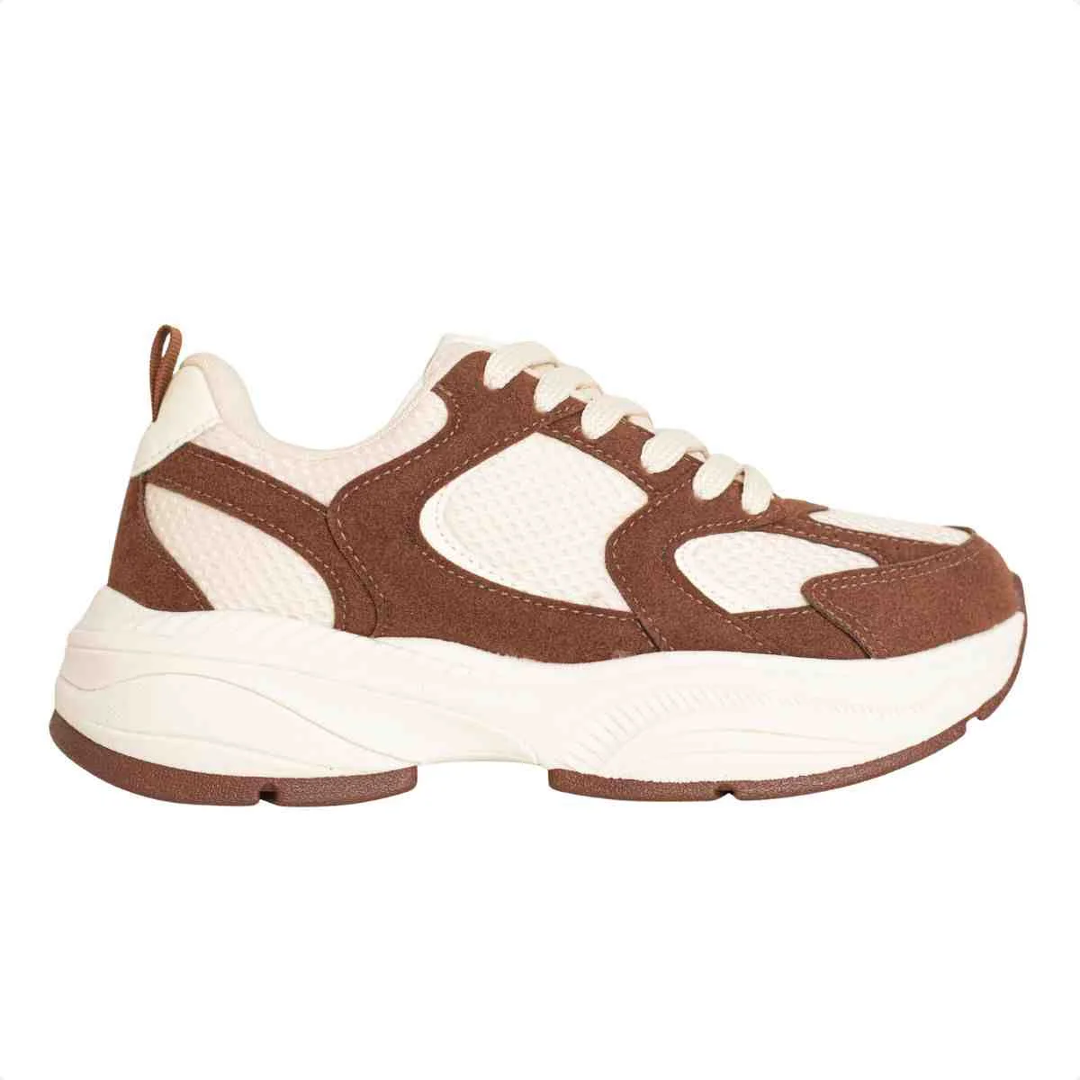 Tênis Feminino Casual Chunky Dm Bege E Marrom
