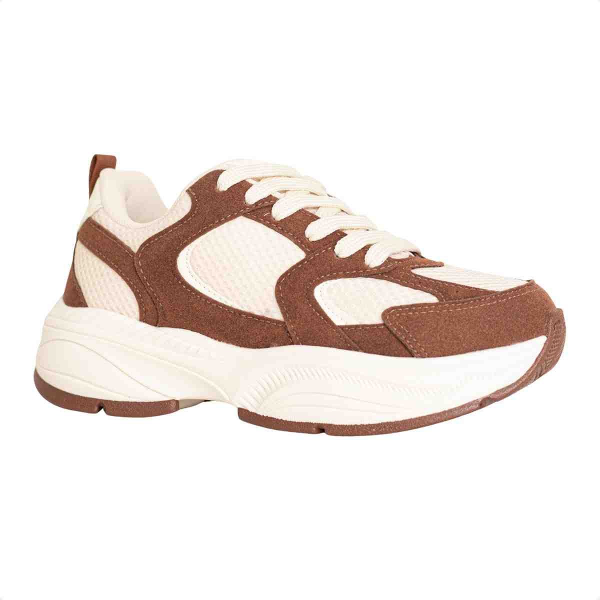 Tênis Feminino Casual Chunky Dm Bege E Marrom Off White/Marrom 2