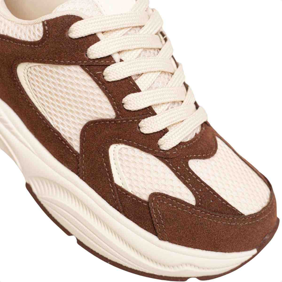Tênis Feminino Casual Chunky Dm Bege E Marrom Off White/Marrom 3