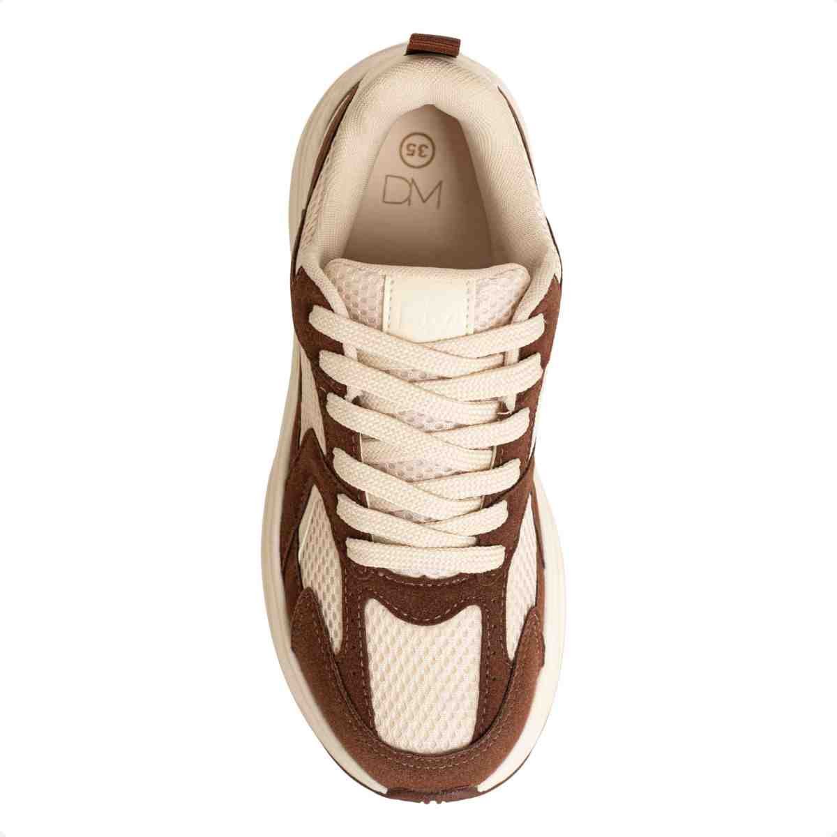 Tênis Feminino Casual Chunky Dm Bege E Marrom Off White/Marrom 6