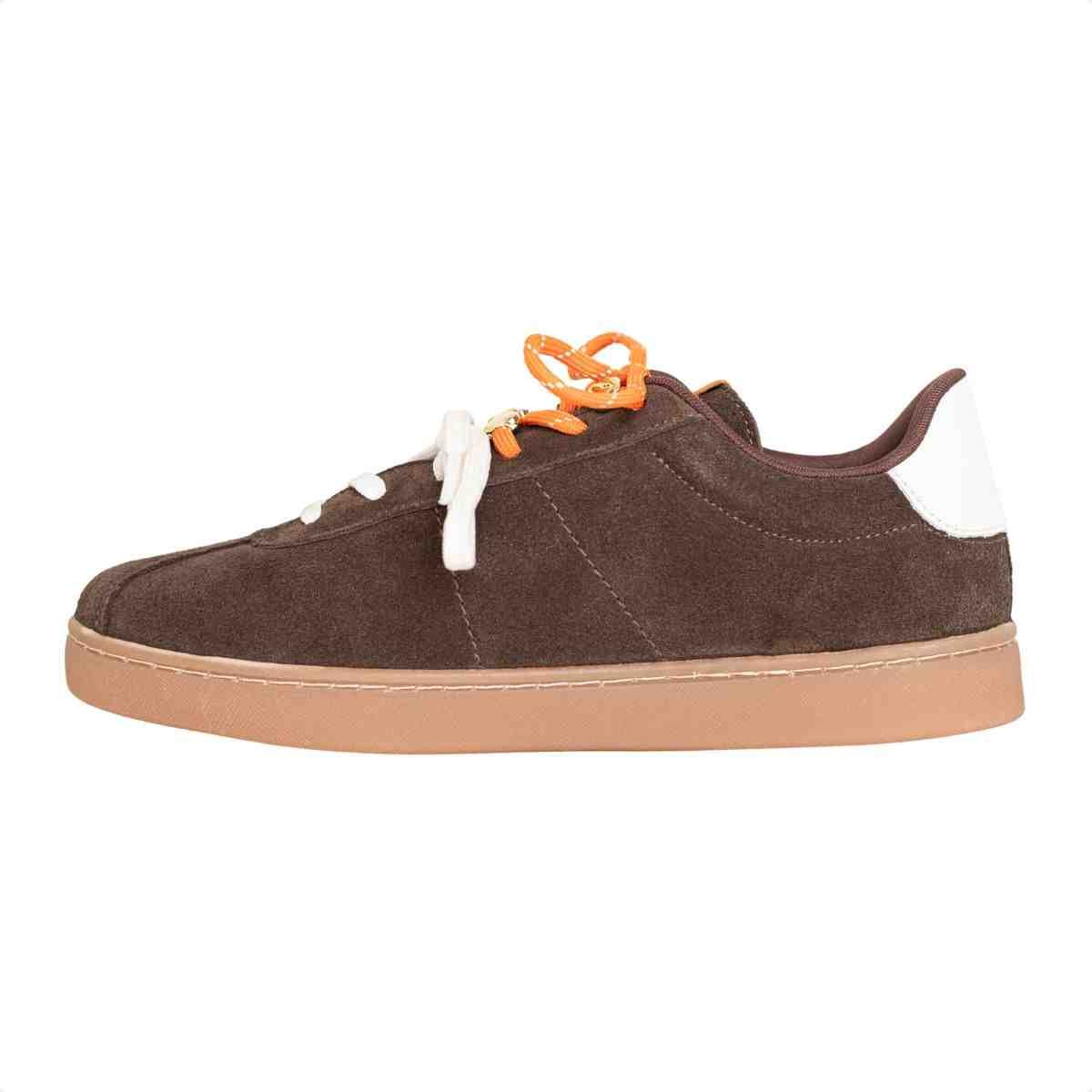 Tênis Feminino Casual Dm Chuteira Em Couro Suede Café Marrom 5