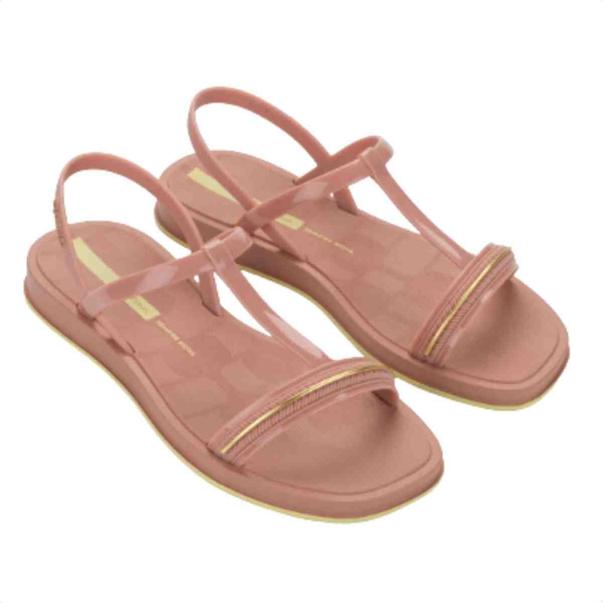 Sandália Feminina Rasteira Ipanema Glow Rosa Dourado Rosa 2