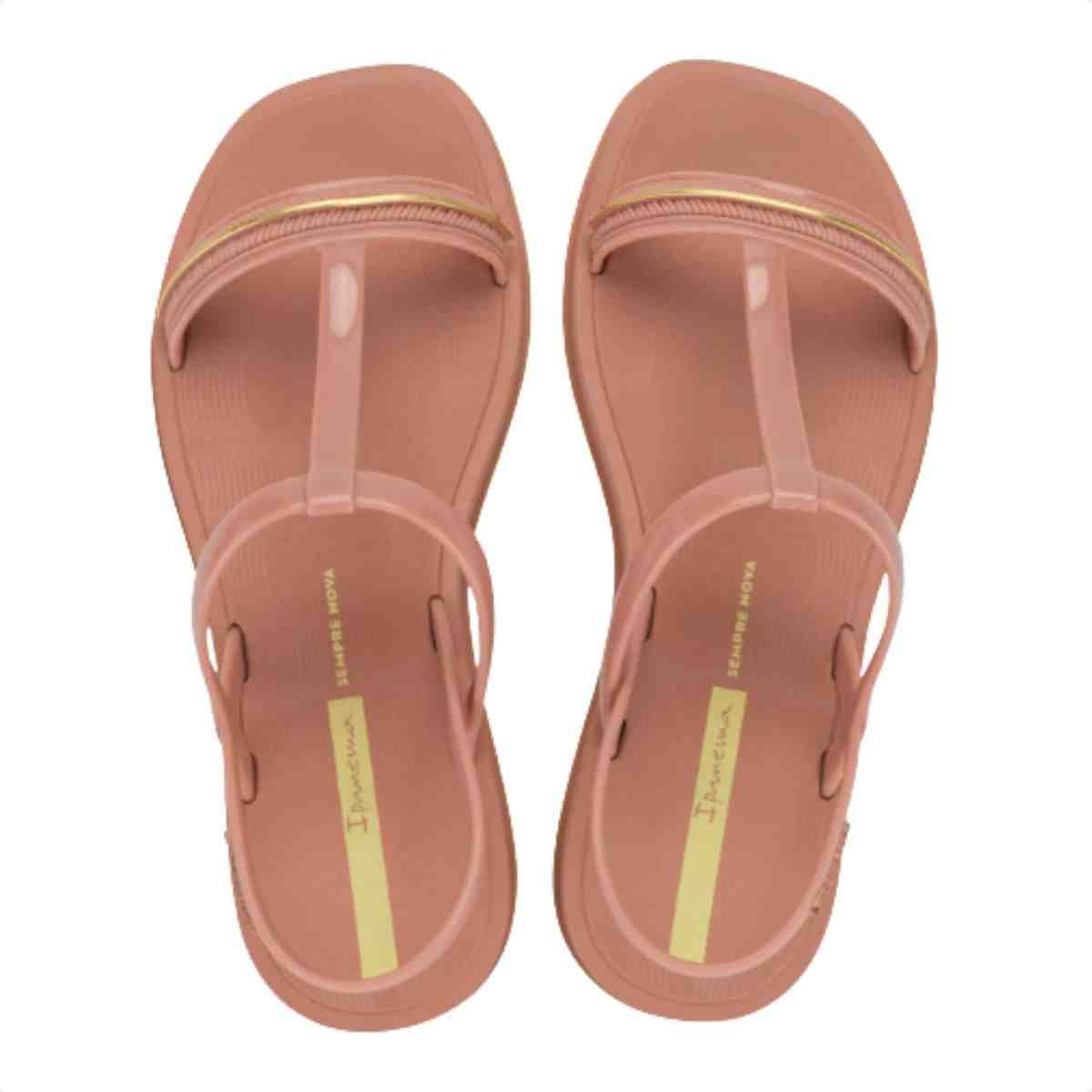 Sandália Feminina Rasteira Ipanema Glow Rosa Dourado Rosa 3