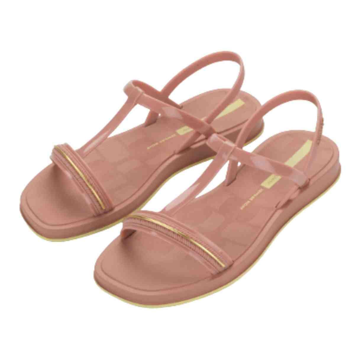 Sandália Feminina Rasteira Ipanema Glow Rosa Dourado Rosa 7