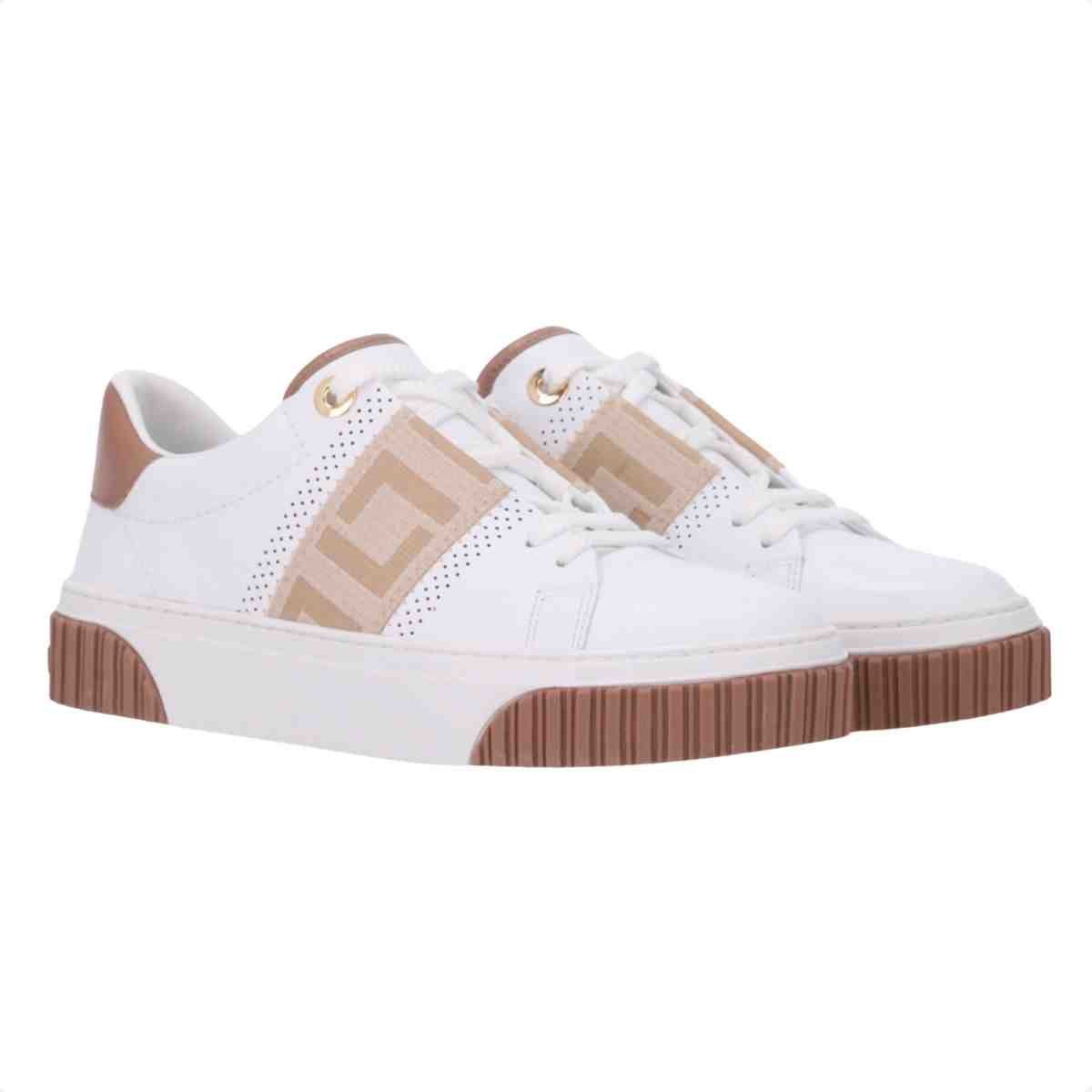 Tênis Casual Feminino Luz Da Lua  Branco Caramelo Branco 2