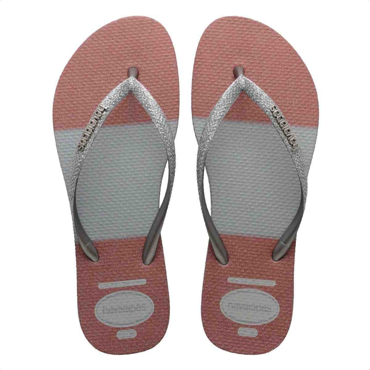 Chinelo Feminino Dedo Glitter Glam Fc Havaianas  Cinza Gelo Prata 2