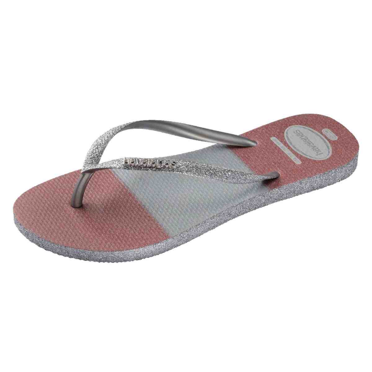 Chinelo Feminino Dedo Glitter Glam Fc Havaianas  Cinza Gelo Prata 6