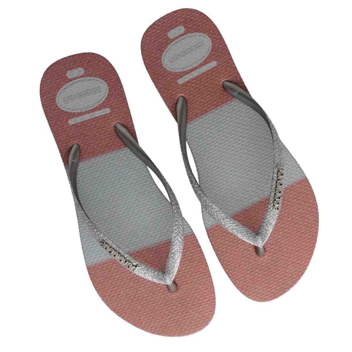Chinelo Feminino Dedo Glitter Glam Fc Havaianas  Cinza Gelo Prata 7