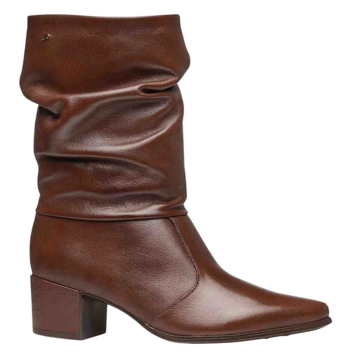 Bota Feminina Slouch Cano Médio Pegada Marrom