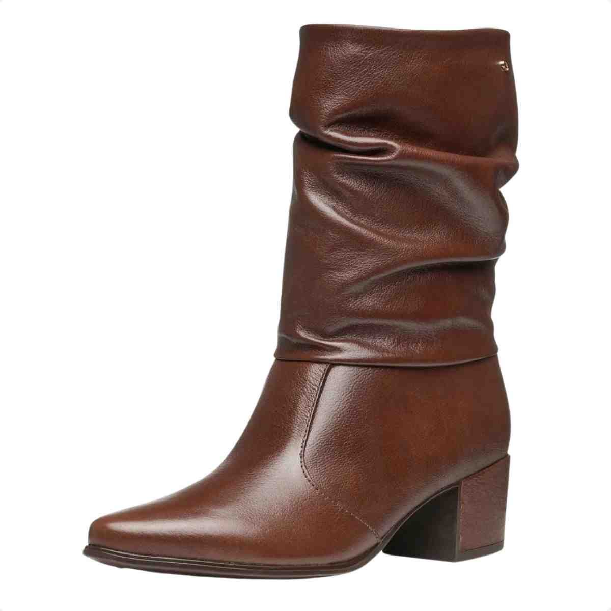 Bota Feminina Slouch Cano Médio Pegada Marrom Marrom 2