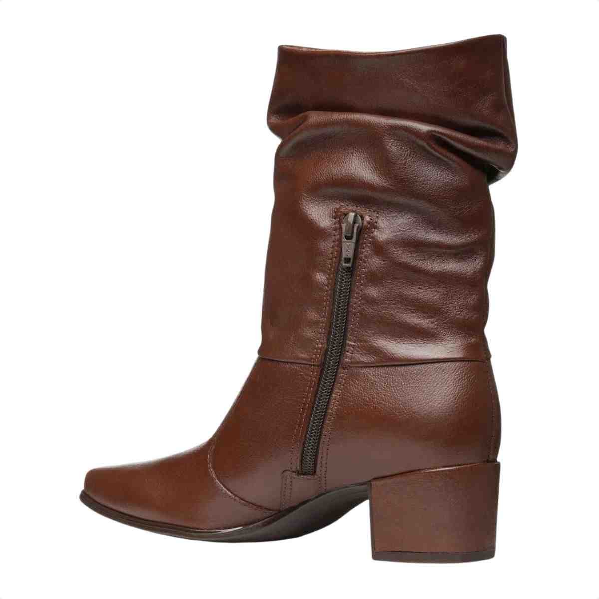 Bota Feminina Slouch Cano Médio Pegada Marrom Marrom 3