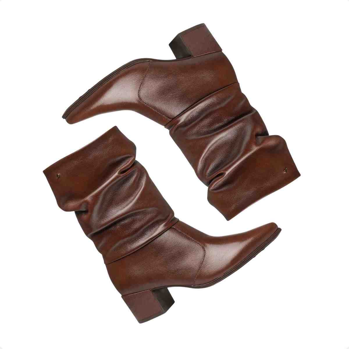 Bota Feminina Slouch Cano Médio Pegada Marrom Marrom 4