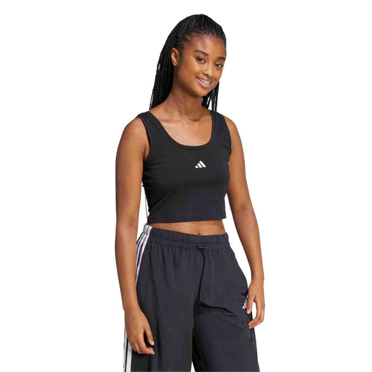 Camiseta Feminina Adidas Regata Feminina Essentials Lifestyle Pequena Preto 2