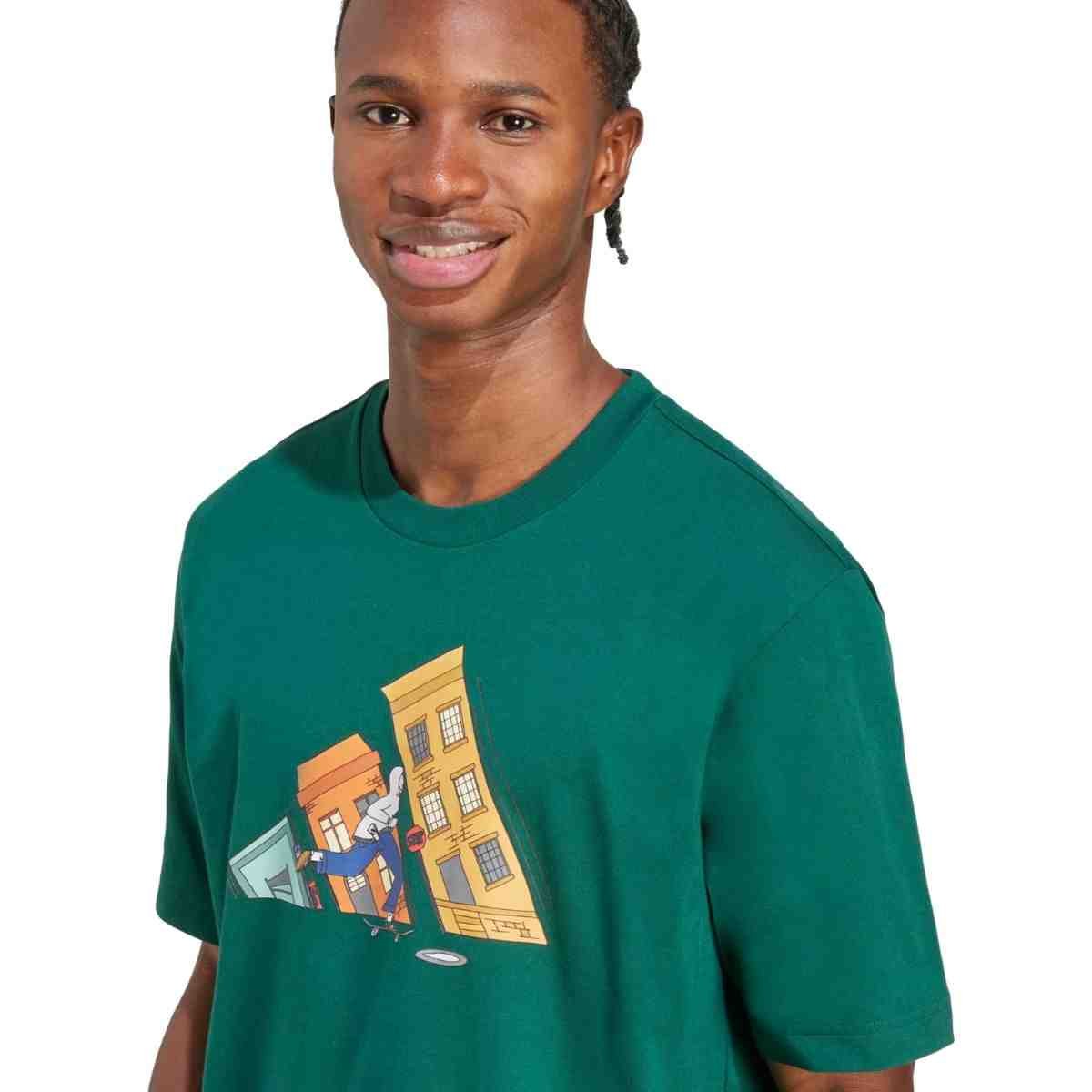 Camiseta Masculina Adidas Doodle Hunt Skate Verde Verde 2