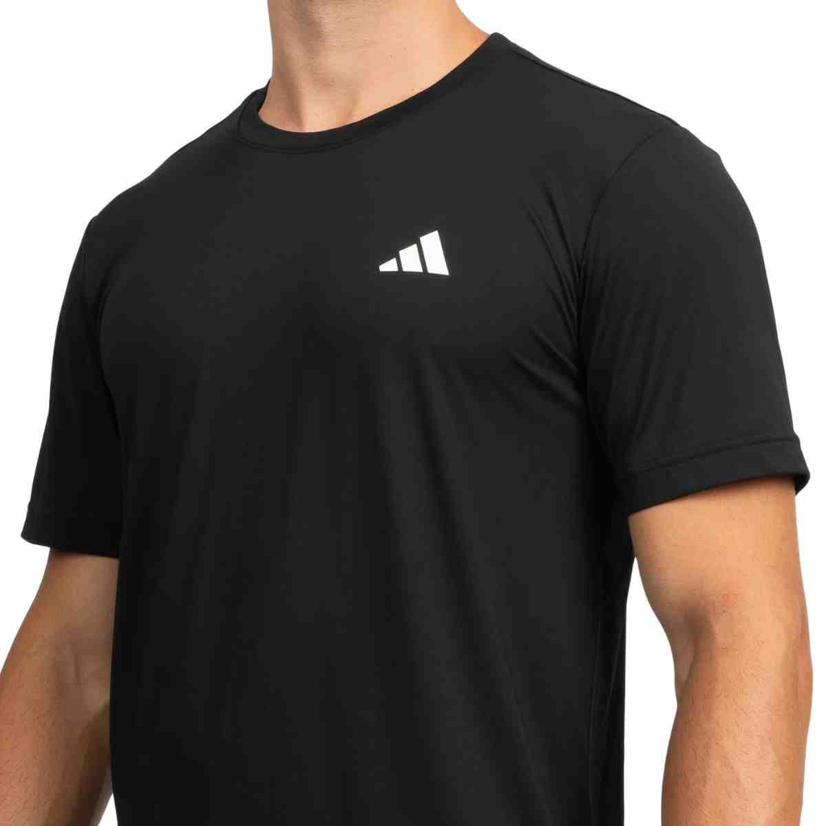 Camiseta Masculina Adidas Own The Run 3 Listras Preta Preto 2