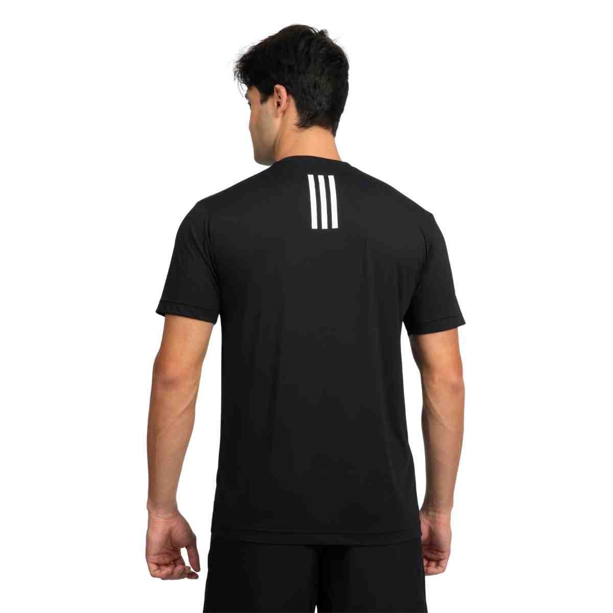 Camiseta Masculina Adidas Own The Run 3 Listras Preta Preto 4