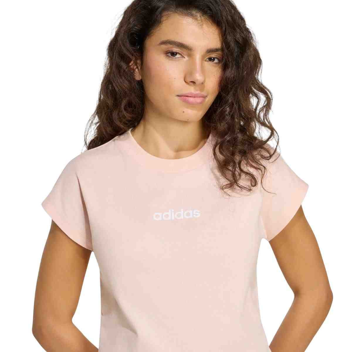 Camiseta Feminina Adidas Logo Linear Rosa