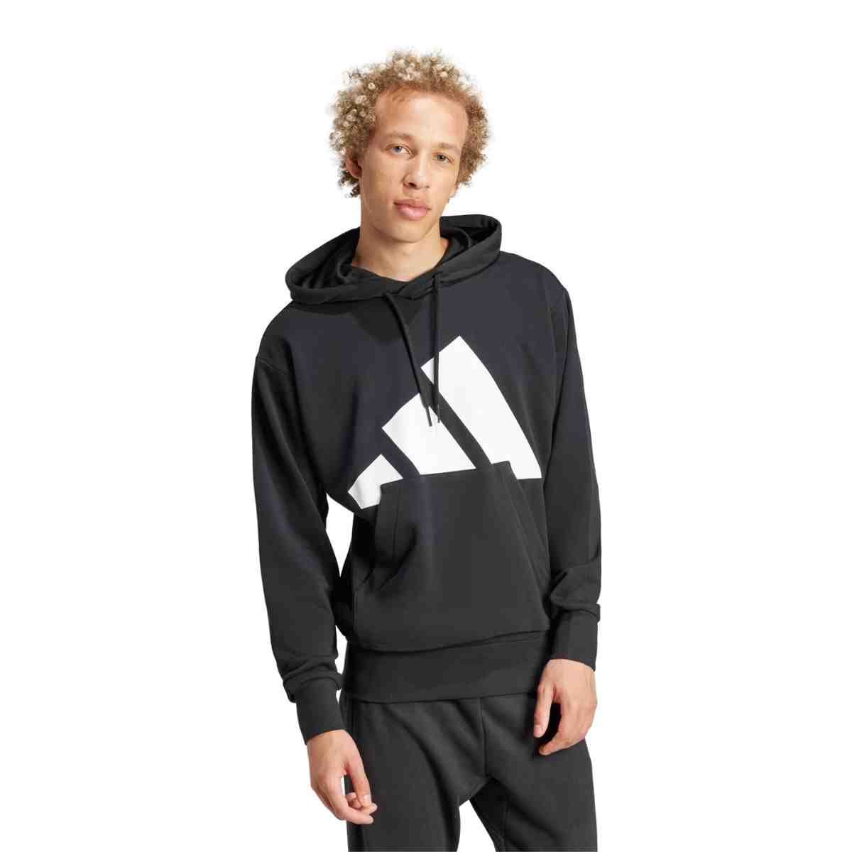 Jaqueta Masculina Adidas Moletom Terry Francês Com Logotipo Grande Essentials Preta