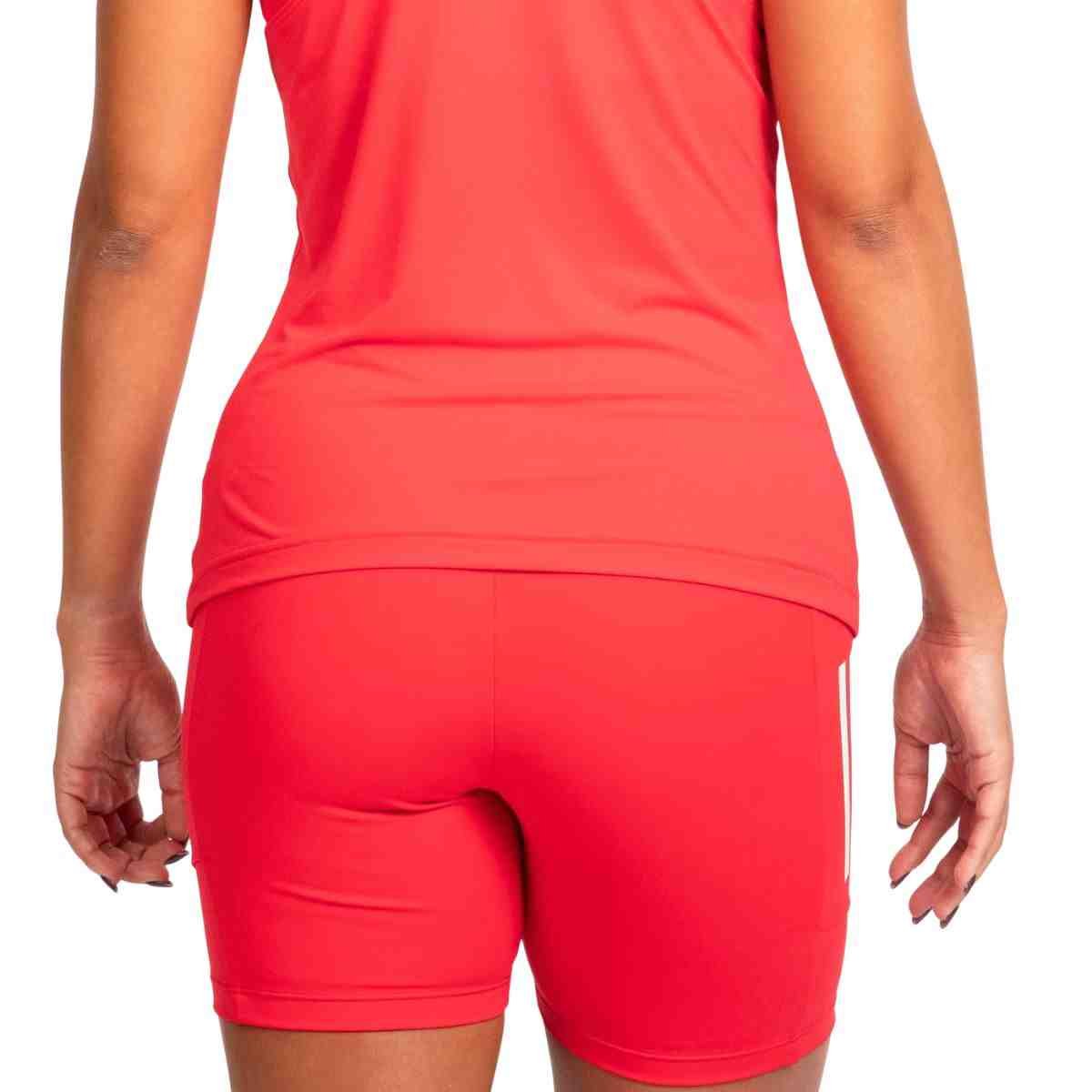 Shorts Feminino Curto Adidas 3 Listras Com Bolso Vermelho Vermelho 3