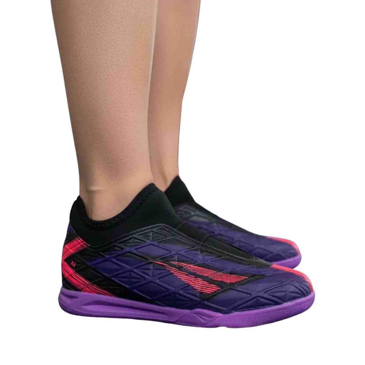 Chuteira Indoor Infantil Penalty Rx Lock Elástico Kids Roxa Multicores 4